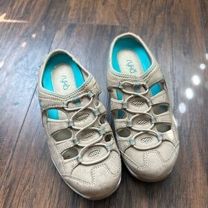 Ryka Taupe and Teal Slip-On Shoes